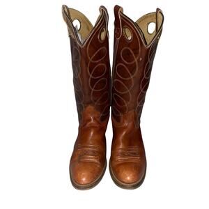Texas Boot Co. Men’s Western Cowboy Boots Size 10 Vintage brown Leather Tall